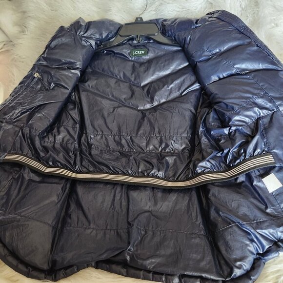 J. Crew Womens Down Puffer Vest Sz Small Feather Navy Blue Zipper Pockets - Picture 7 of 12